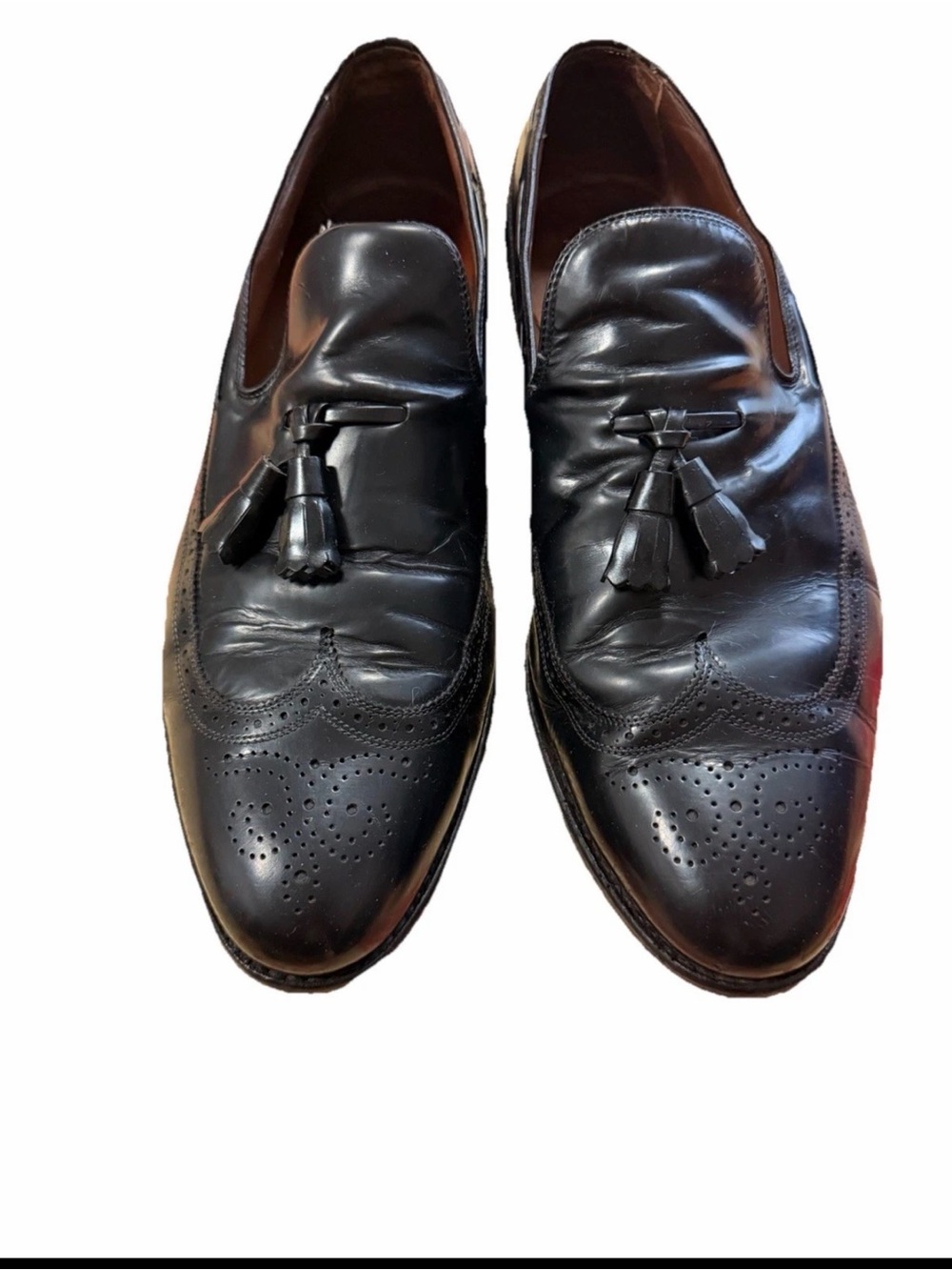 Vintage Allen Edmonds‎ Shoe Sz 14 Berwick Leather Tassel Loafers Brogue Detail